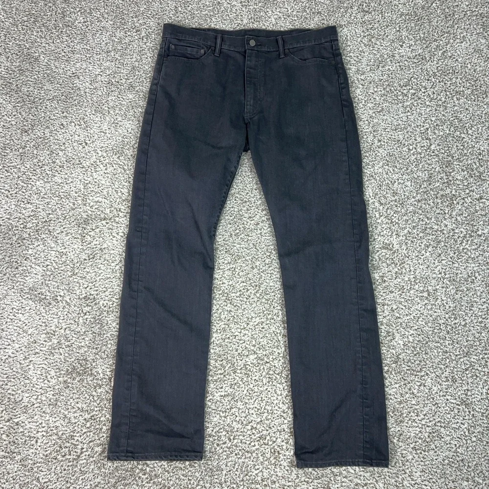 Levis 513 Jeans Mens 38x34 Gray Slim Straight Stretch Denim Charcoal Wash Casual